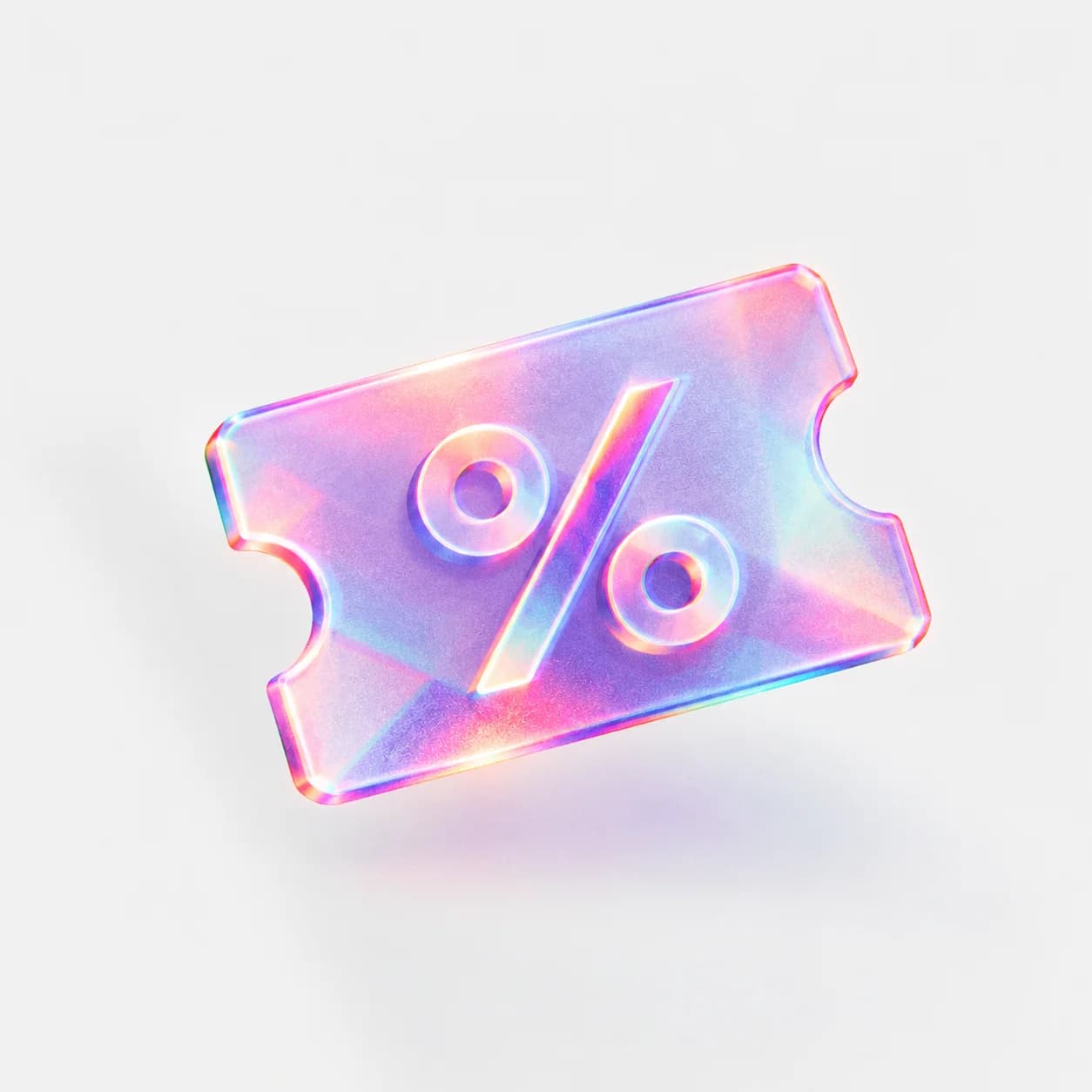 Cupom de desconto holográfico iridescente